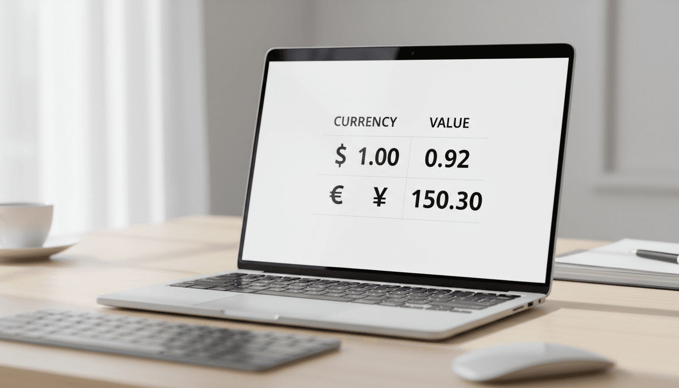 Laptop screen displaying a currency fee comparison chart