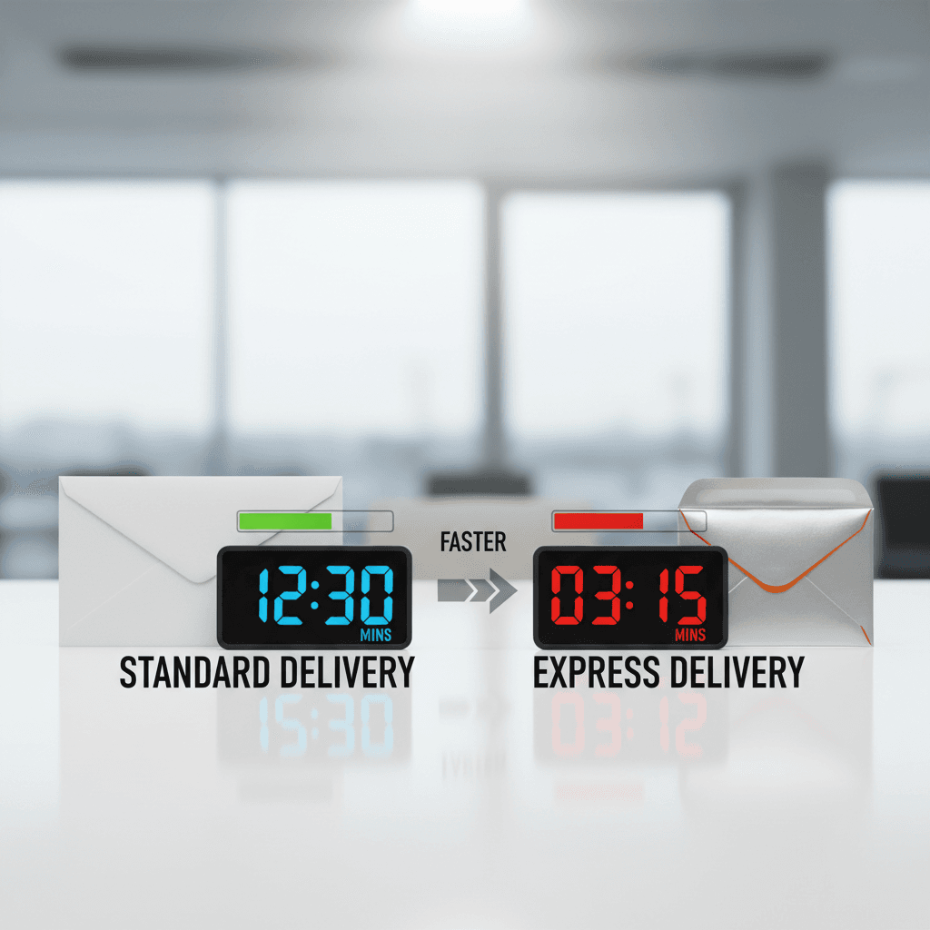 Progress timers and envelopes representing transfer speed options
