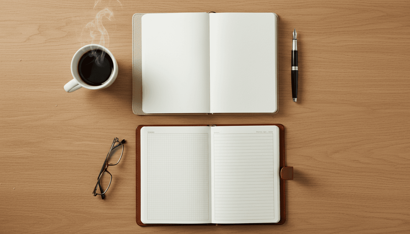 Open notebook and pen on a desk ready for planning